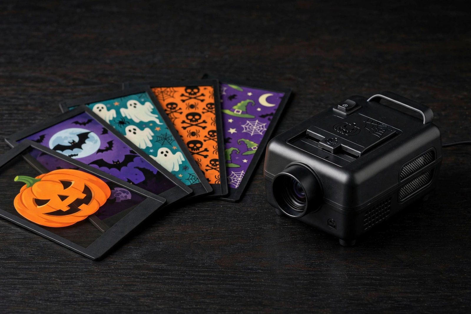 Halloween slide projector with pattern slides