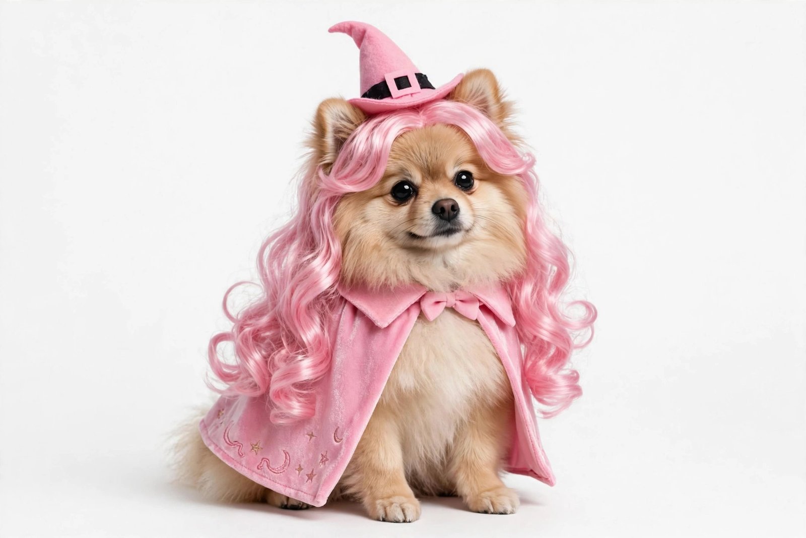 Small dog wearing Sarah Sanderson witch costume